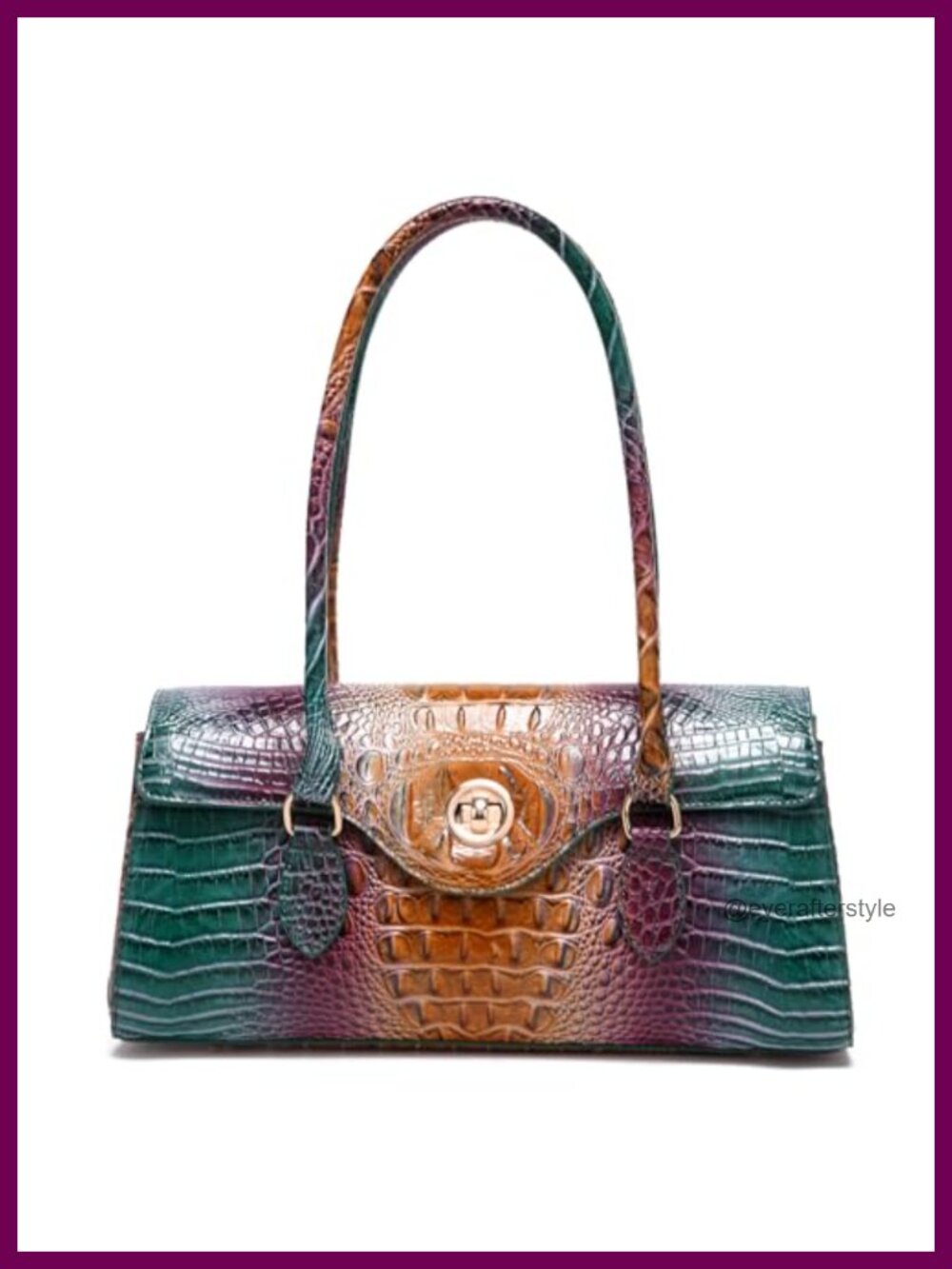 Crocodile Pattern Top Handle Handbag - Faux Leather Satchel Tote